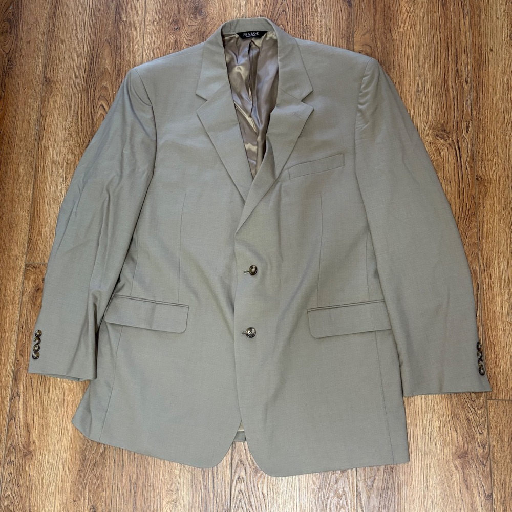 Jos A Bank 100% Wool Tan Two Button Blazer Sport Coat Mens 48L Luxury brown